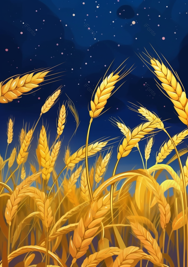 星空下的麦田24节气芒种插画背景,插画/手绘图,插画/手绘图库,插画/手绘图下载,插画/手绘